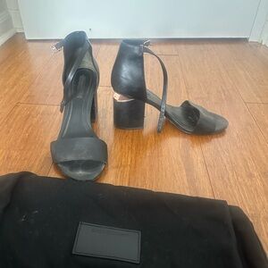 Alexander Wang Black Leather Heels with Rose Gold Accents